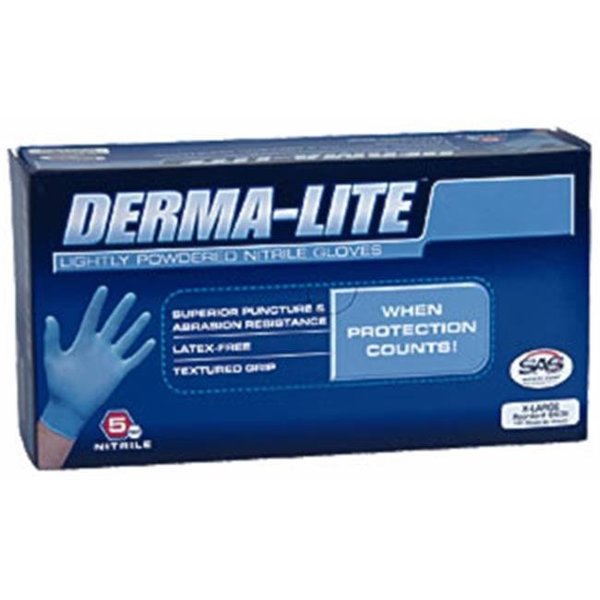 S.A.S. Safety Corp Derma-Lite, Nitrile Disposable Gloves, 5 mil Palm , Nitrile, XL, 100 PK SAS6609